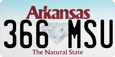 AR license plate 366MSU