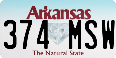 AR license plate 374MSW