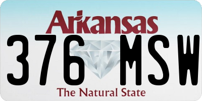 AR license plate 376MSW