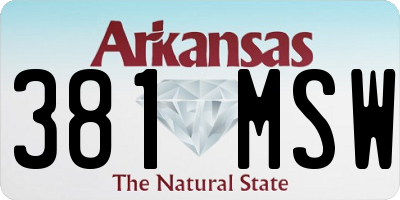 AR license plate 381MSW