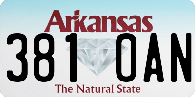 AR license plate 381OAN