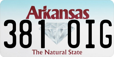 AR license plate 381OIG