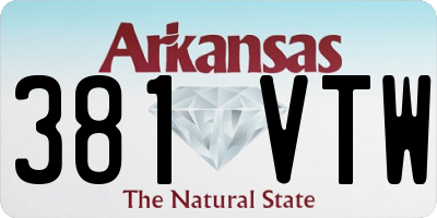 AR license plate 381VTW