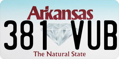 AR license plate 381VUB