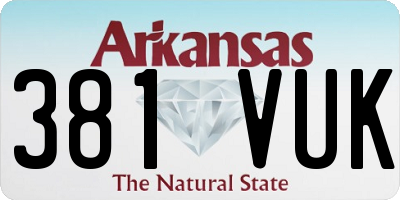 AR license plate 381VUK