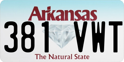 AR license plate 381VWT