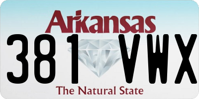 AR license plate 381VWX