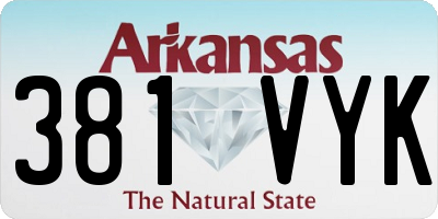 AR license plate 381VYK