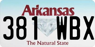 AR license plate 381WBX