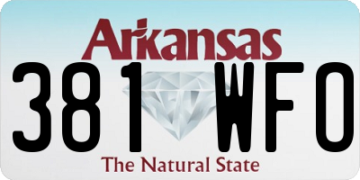 AR license plate 381WFO