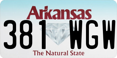 AR license plate 381WGW