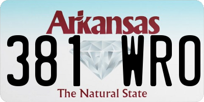 AR license plate 381WRO