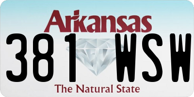 AR license plate 381WSW