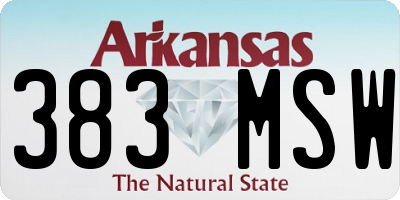 AR license plate 383MSW
