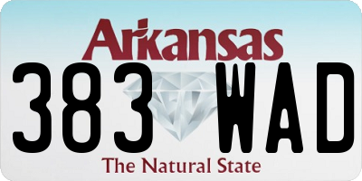AR license plate 383WAD