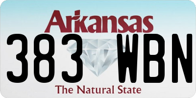 AR license plate 383WBN
