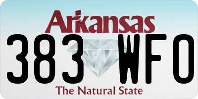 AR license plate 383WFO
