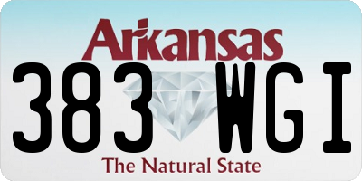 AR license plate 383WGI