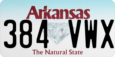 AR license plate 384VWX