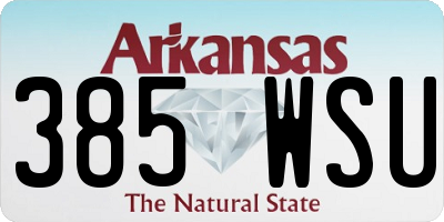 AR license plate 385WSU