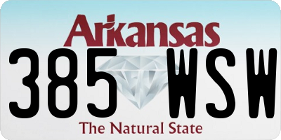 AR license plate 385WSW