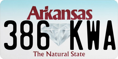 AR license plate 386KWA