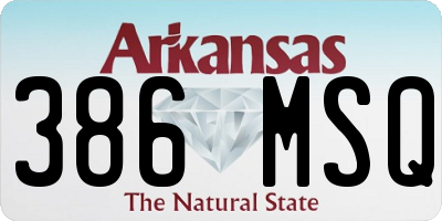 AR license plate 386MSQ