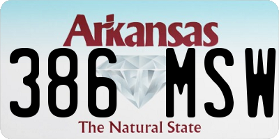 AR license plate 386MSW