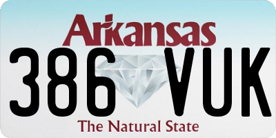 AR license plate 386VUK