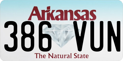 AR license plate 386VUN