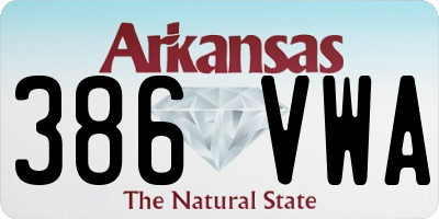 AR license plate 386VWA