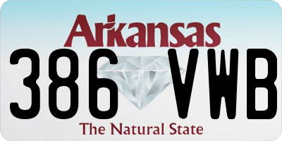 AR license plate 386VWB