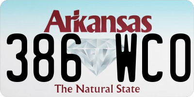 AR license plate 386WCO