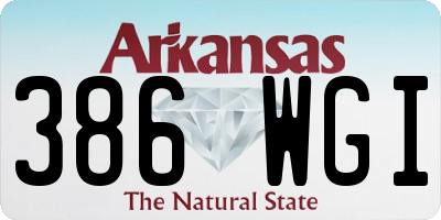 AR license plate 386WGI