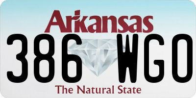 AR license plate 386WGO