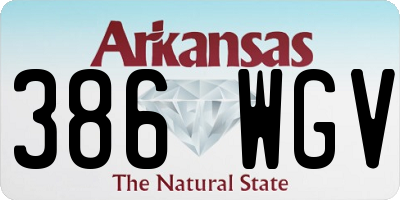 AR license plate 386WGV