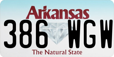 AR license plate 386WGW