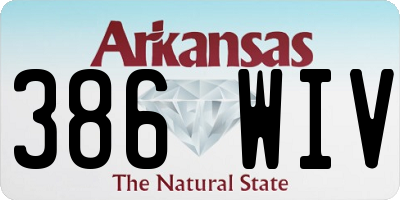 AR license plate 386WIV
