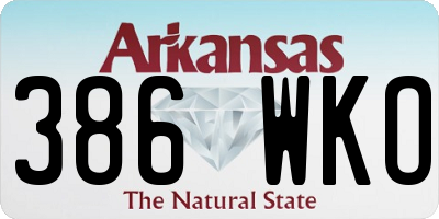 AR license plate 386WKO