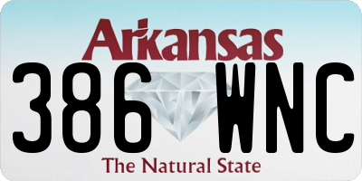AR license plate 386WNC