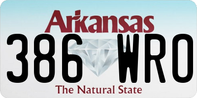 AR license plate 386WRO