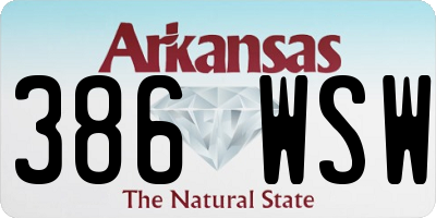 AR license plate 386WSW