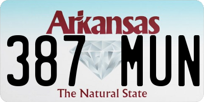 AR license plate 387MUN
