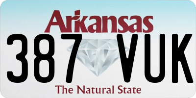 AR license plate 387VUK