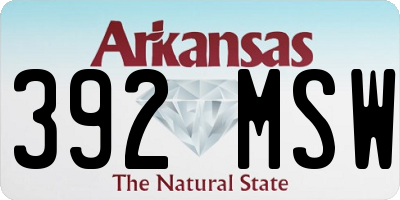 AR license plate 392MSW