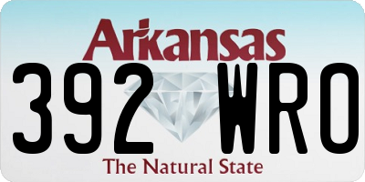 AR license plate 392WRO