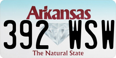AR license plate 392WSW