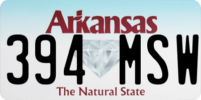 AR license plate 394MSW