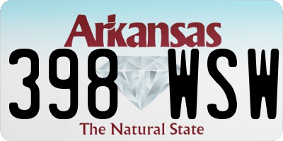 AR license plate 398WSW