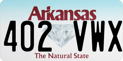 AR license plate 402VWX